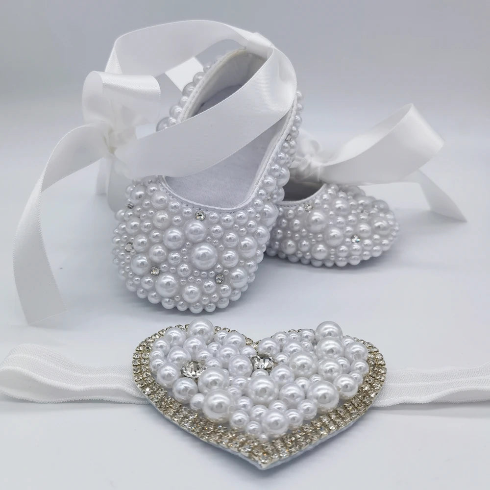 Handmade Pearls Baby Shoes