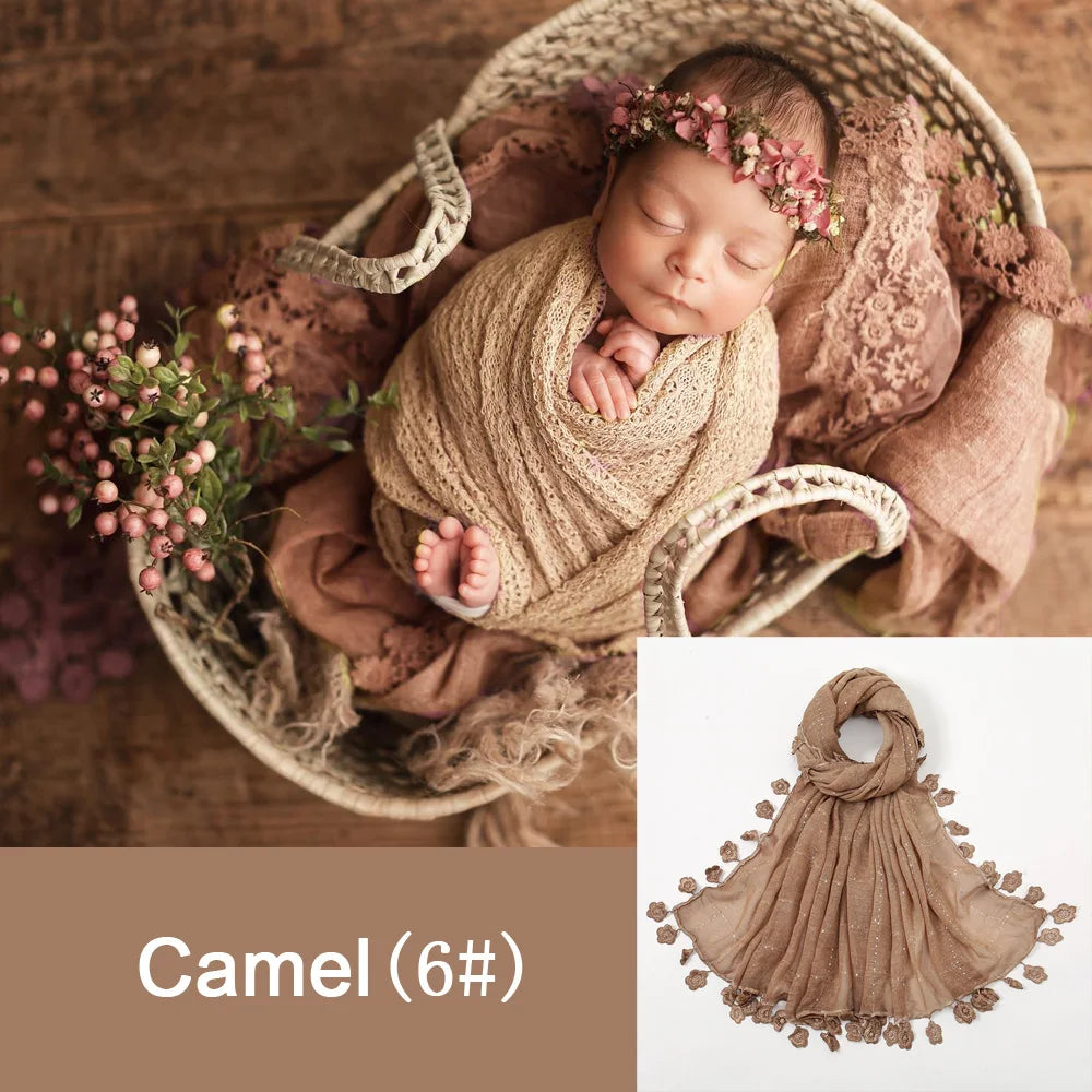 Newborn Photography Soft Cotton Lace Blanket