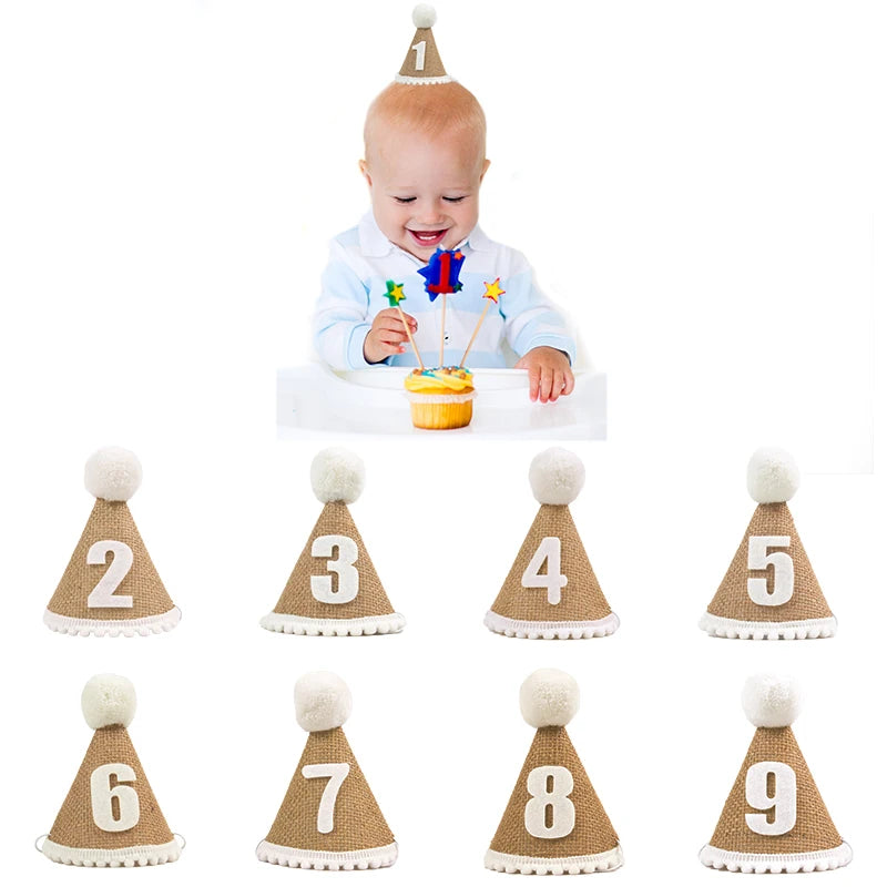 Burlap Baby 1st Birthday Hat