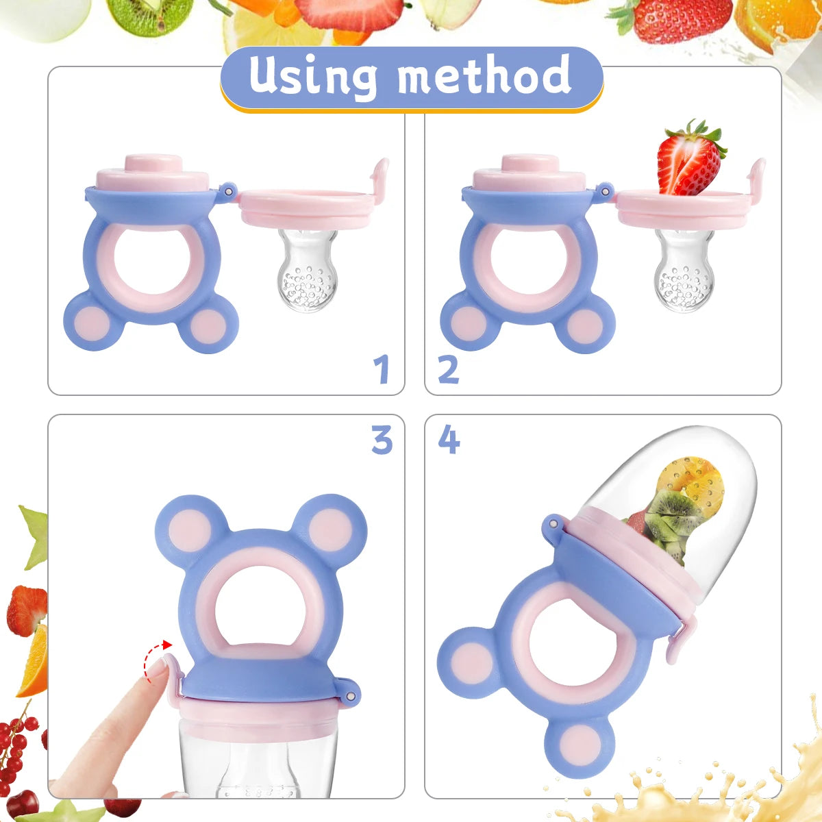 4PCS Silicone Fruit Vegetable Feeder for Kids