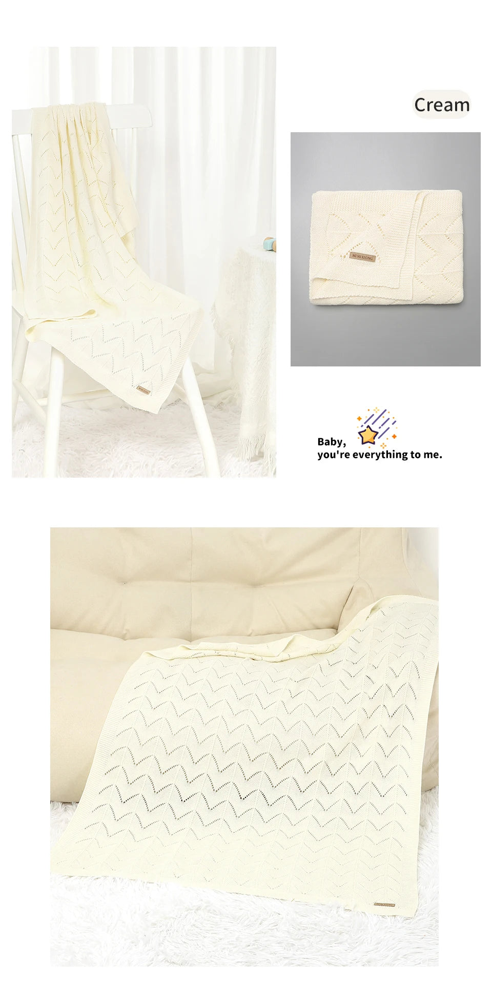 Biki Cotton Knitted Swaddle Wrap Blanket