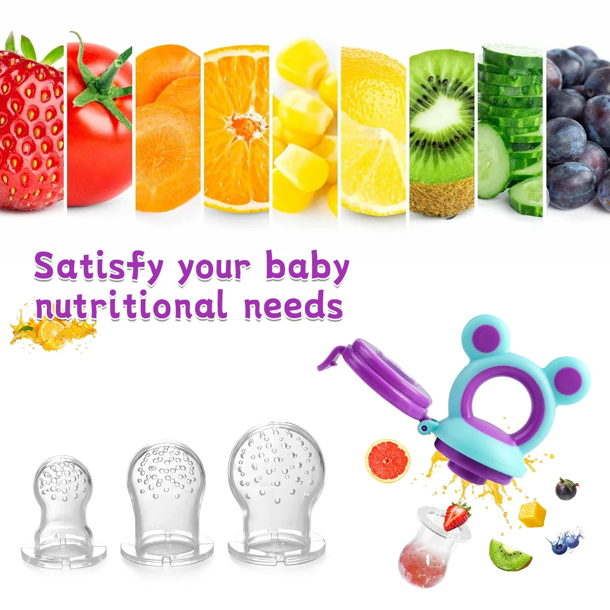 4PCS Silicone Fruit Vegetable Feeder for Kids