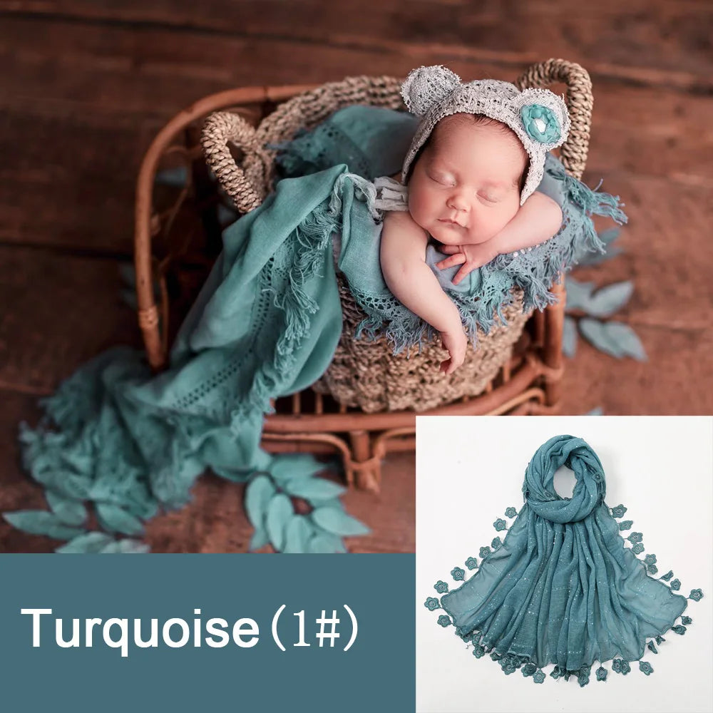 Newborn Photography Soft Cotton Lace Blanket