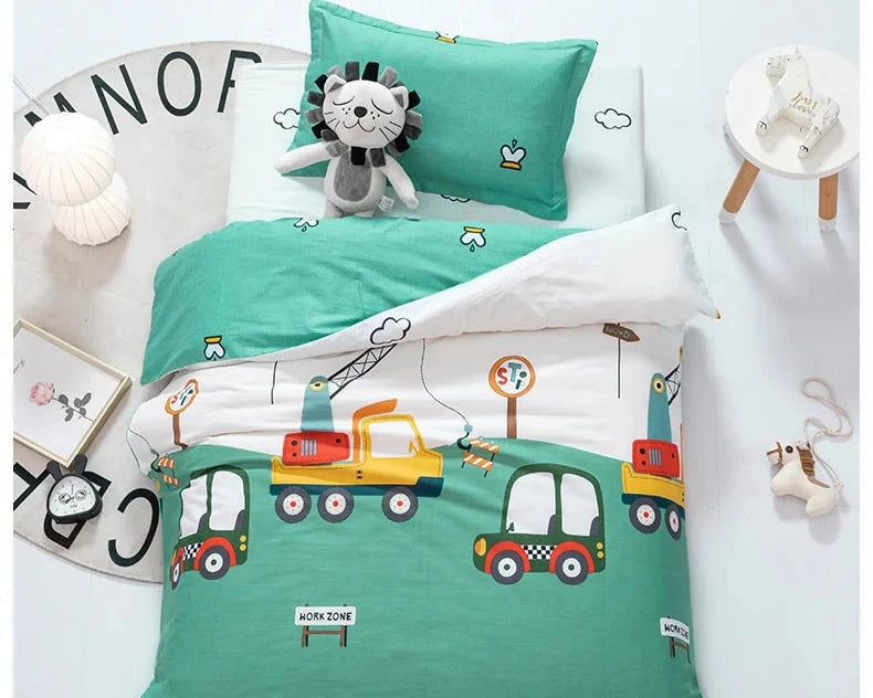3Pcs Cartoon Cotton Crib Linen