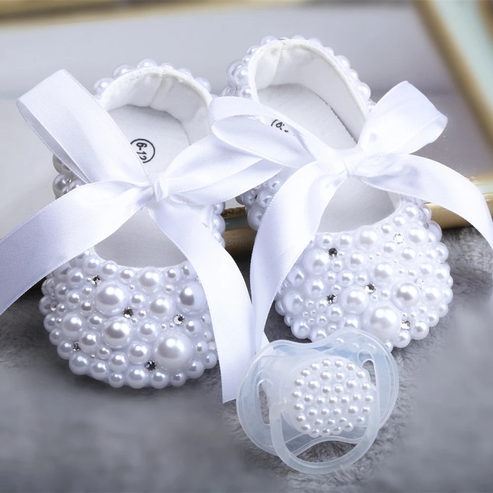Handmade Pearls Baby Shoes