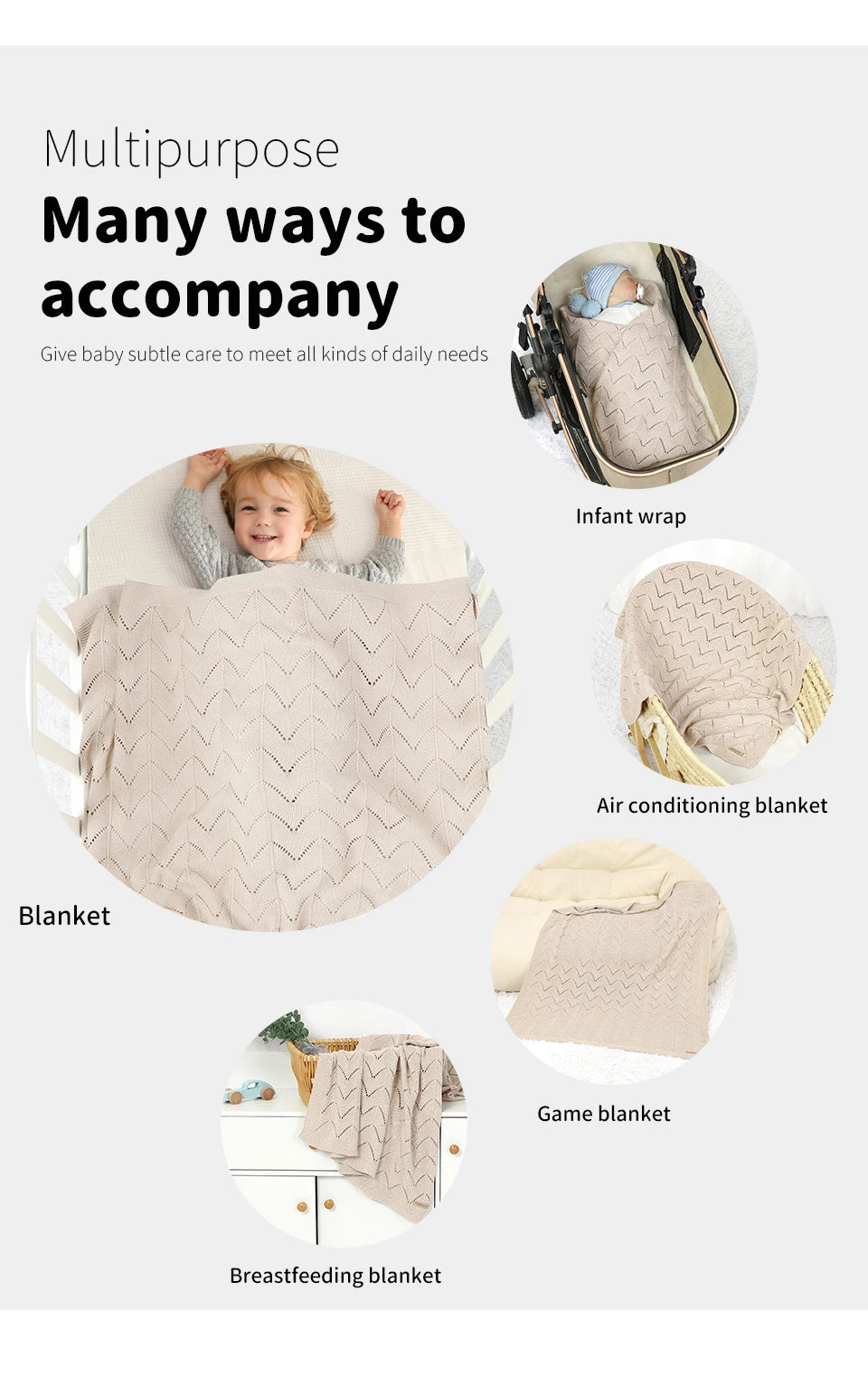 Biki Cotton Knitted Swaddle Wrap Blanket
