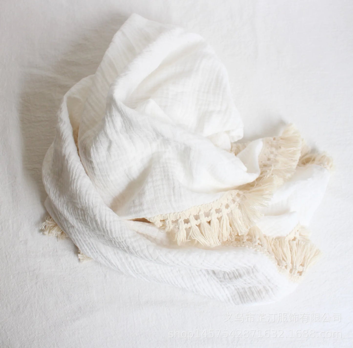 Fringe Double Layer Cotton Baby Blanket