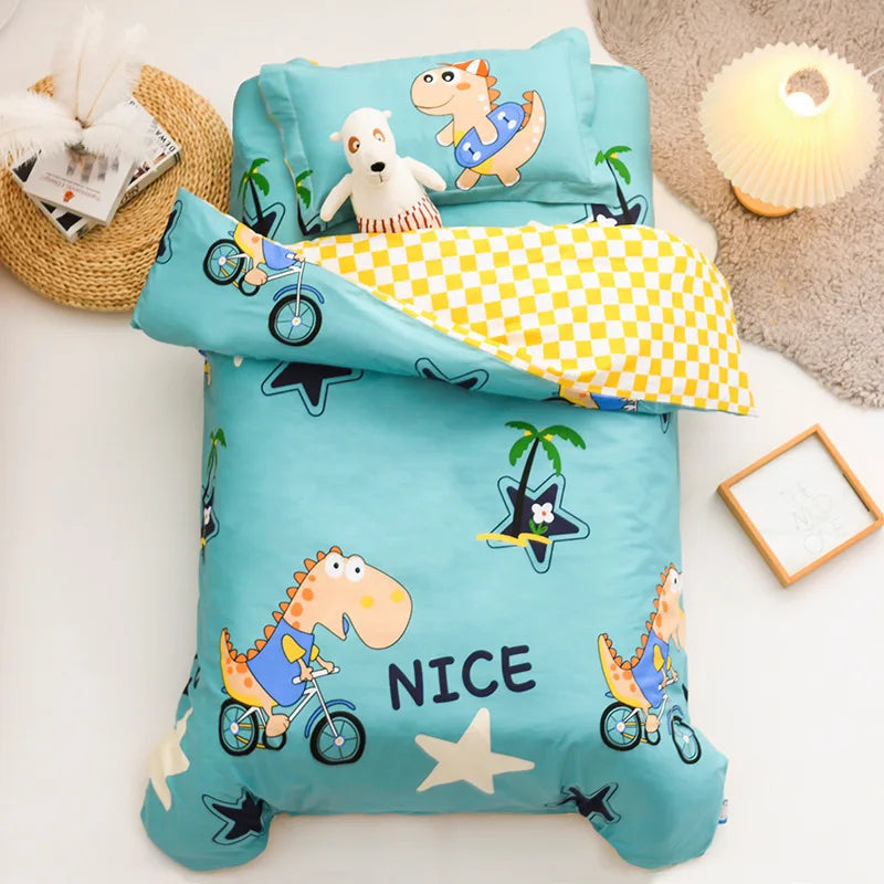 3Pcs Cartoon Cotton Crib Linen