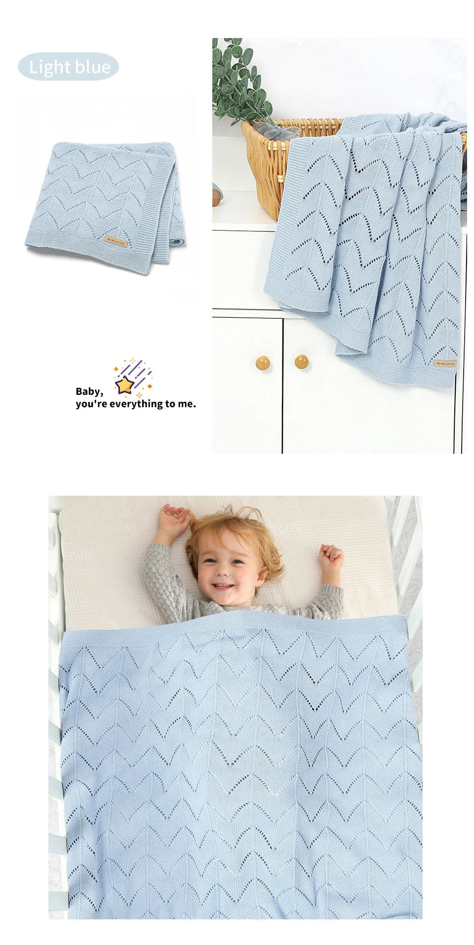 Biki Cotton Knitted Swaddle Wrap Blanket