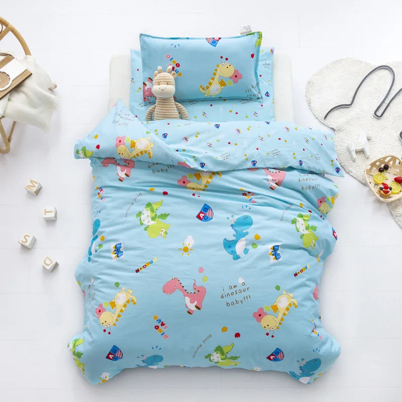3Pcs Cartoon Cotton Crib Linen