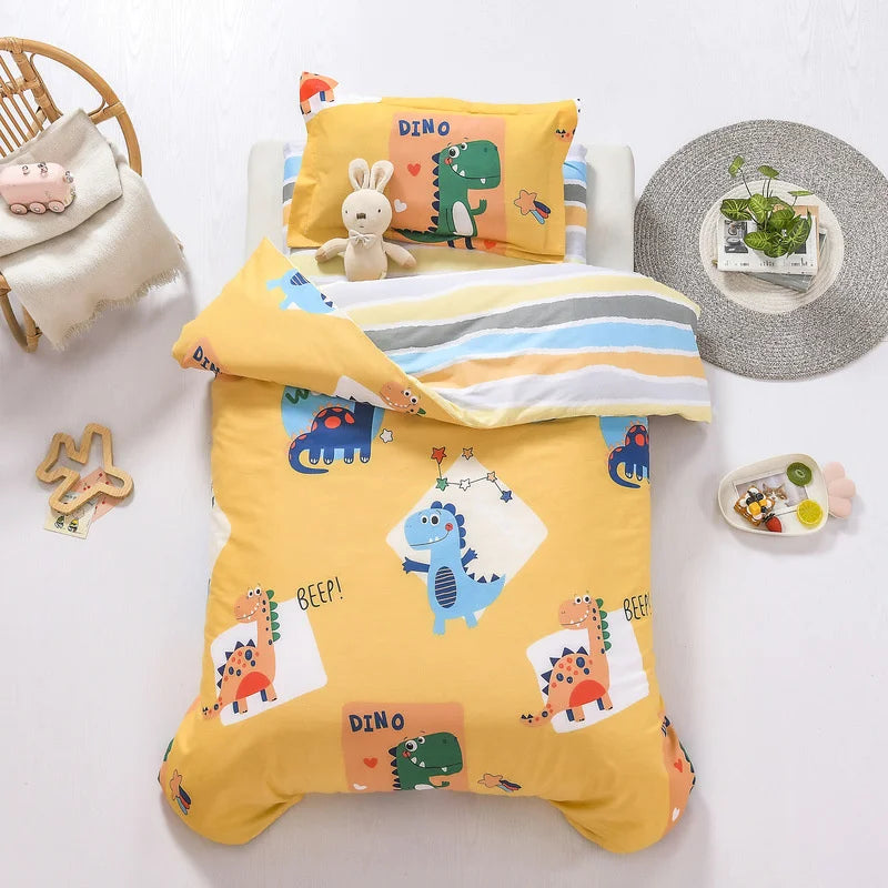 3Pcs Cartoon Cotton Crib Linen