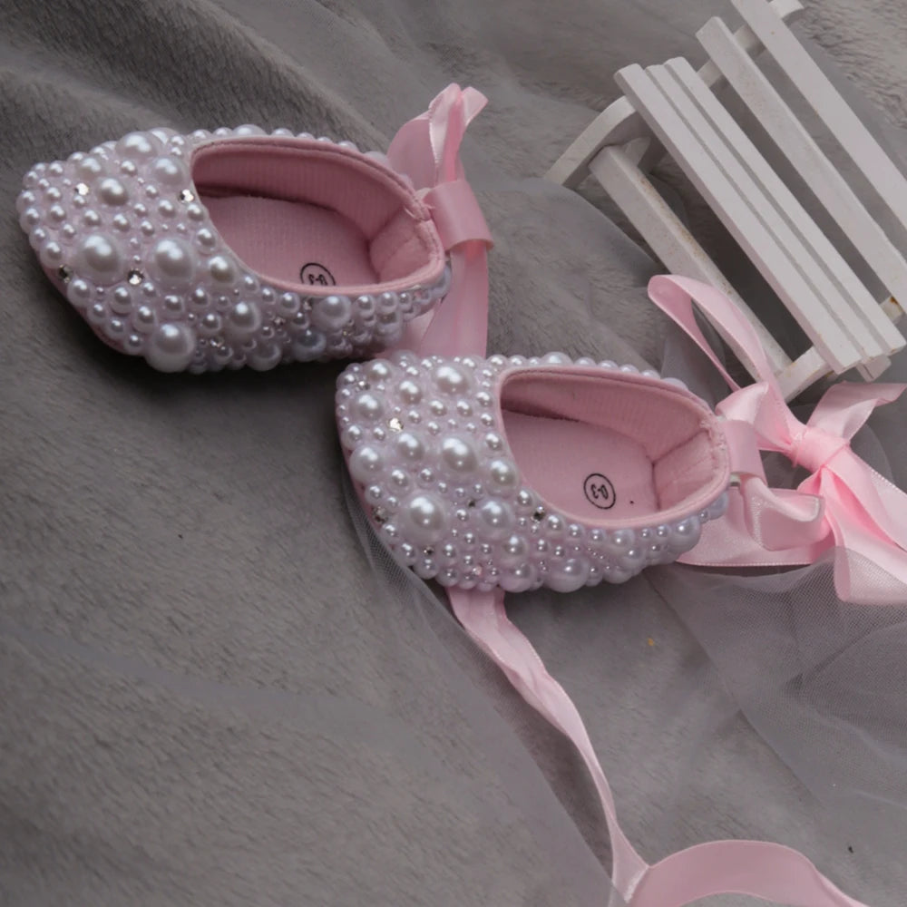 Handmade Pearls Baby Shoes