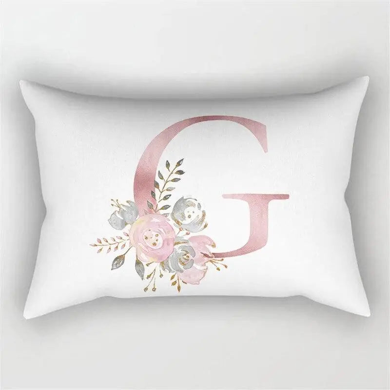Pink Letter Initial Cushion Cover