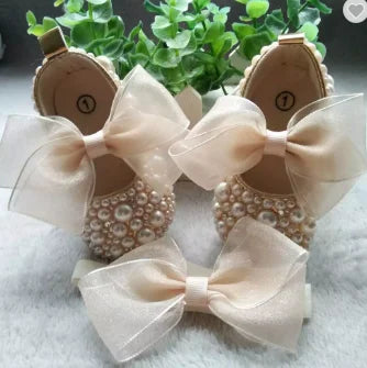 Handmade Pearls Baby Shoes