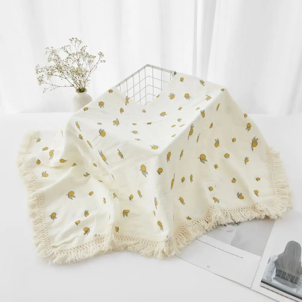 Fringe Double Layer Cotton Baby Blanket
