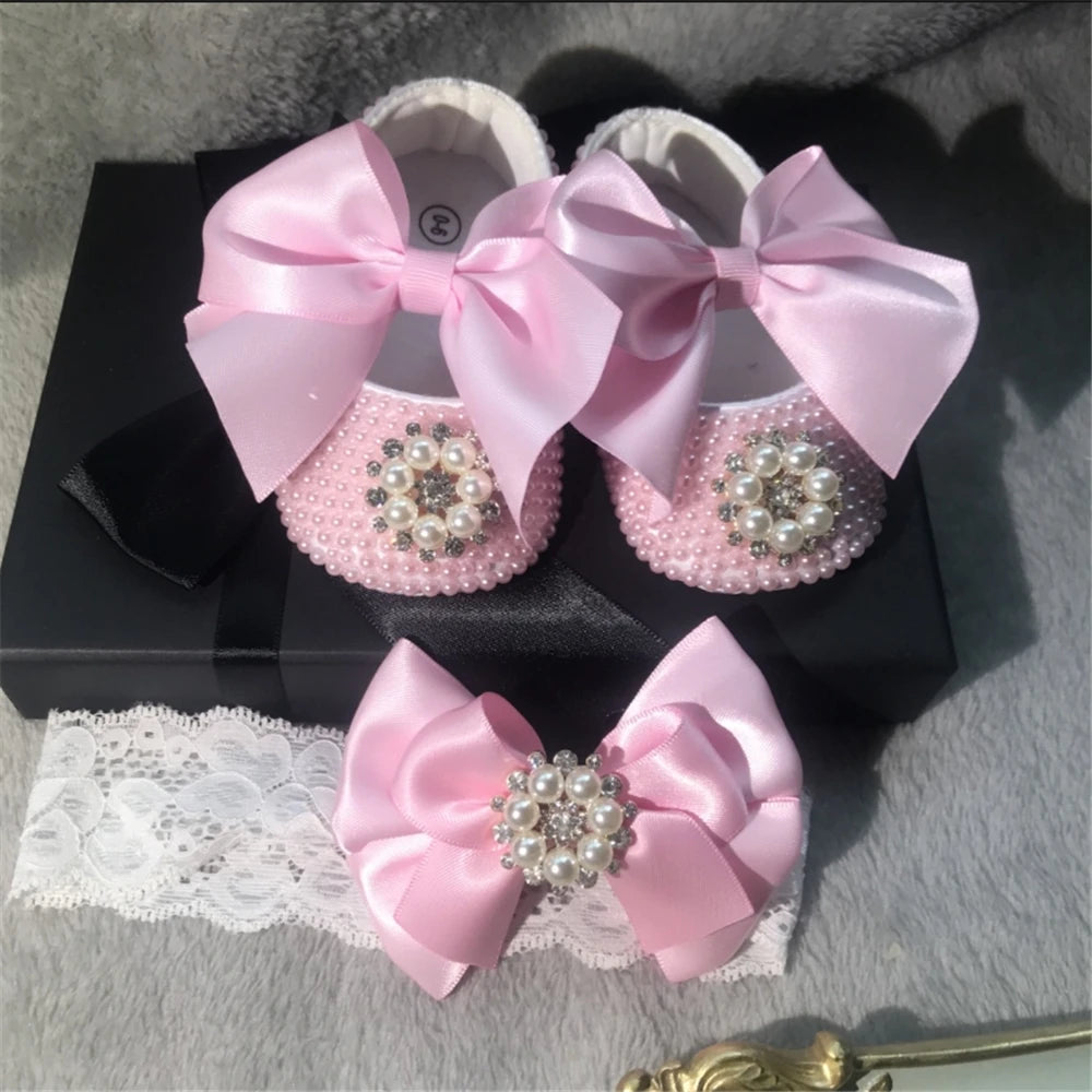 Handmade Pearls Baby Shoes