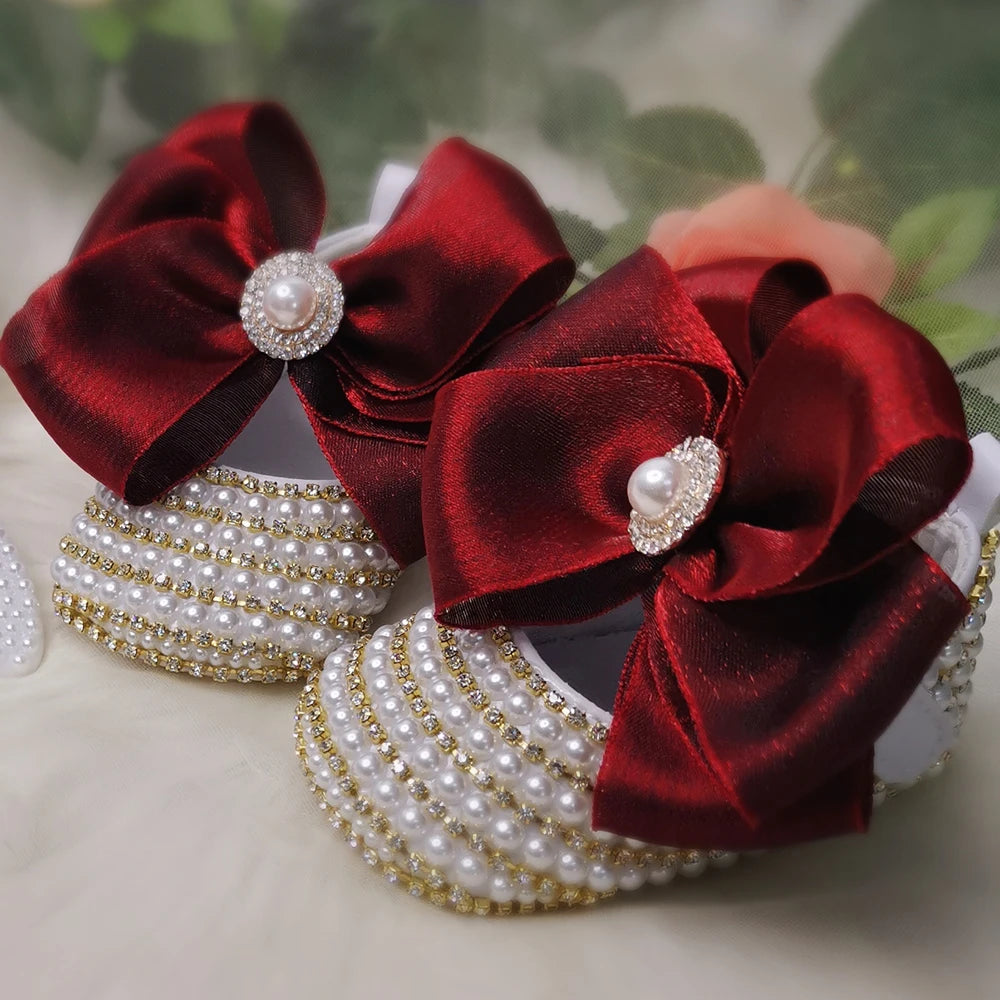 Handmade Pearls Baby Shoes