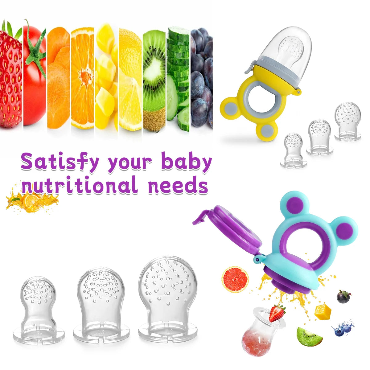 4PCS Silicone Fruit Vegetable Feeder for Kids