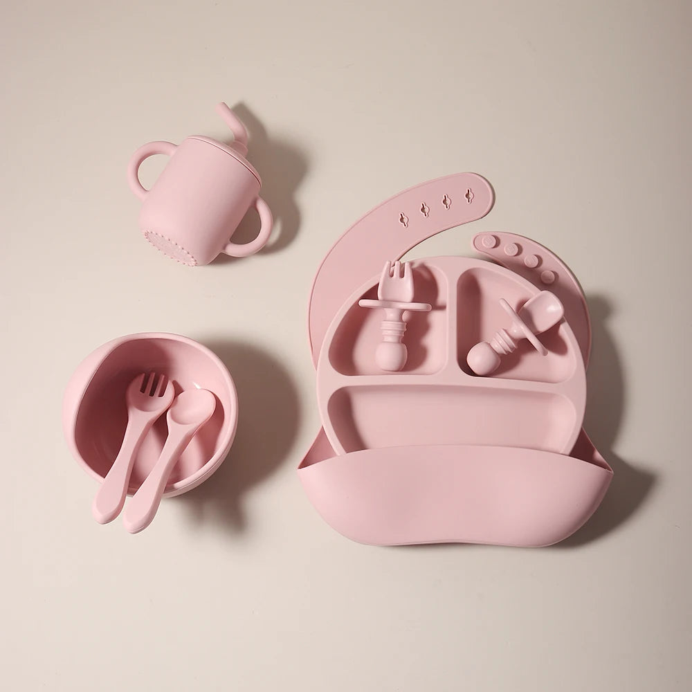 8pcs silicone baby feeding set