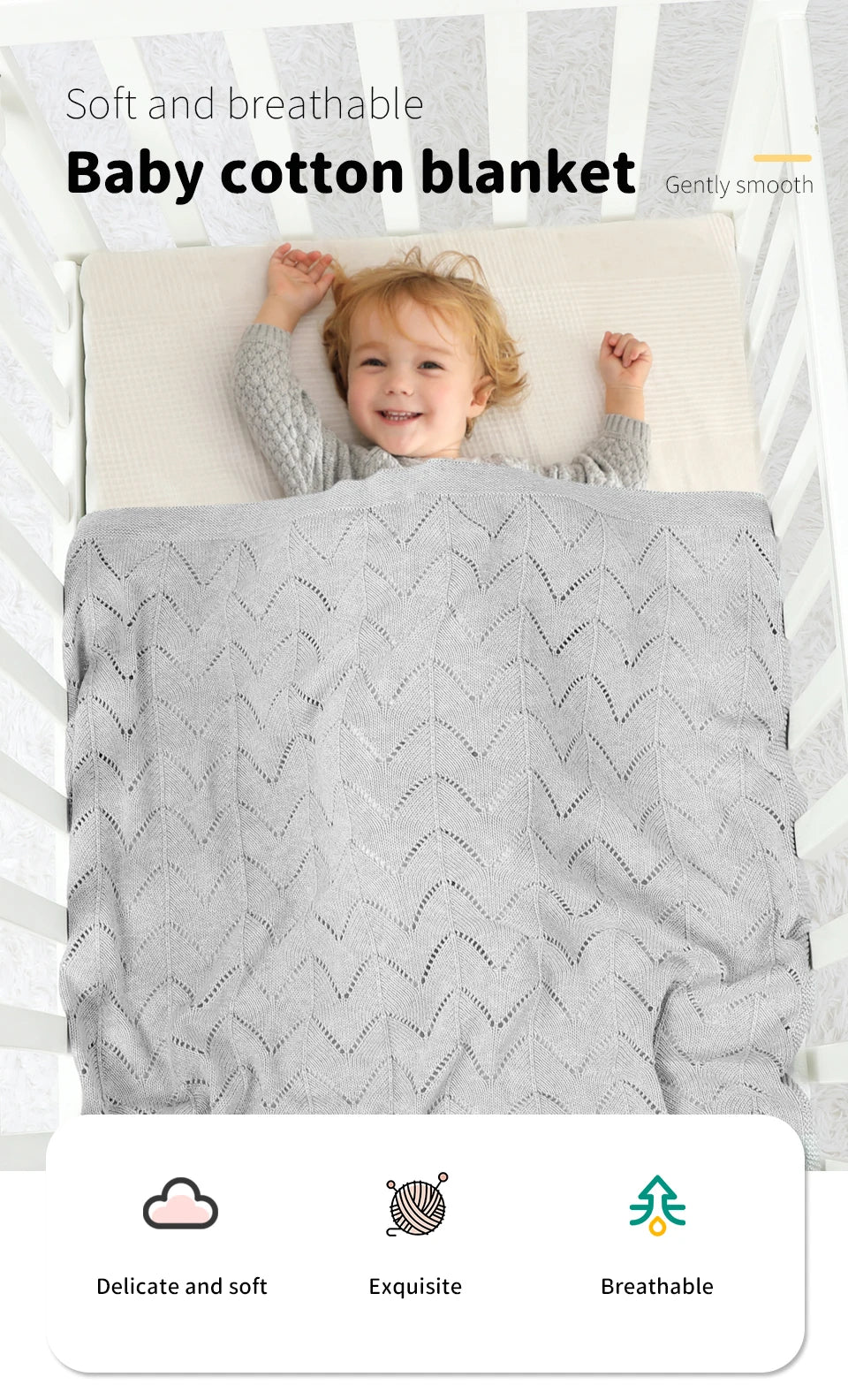 Biki Cotton Knitted Swaddle Wrap Blanket