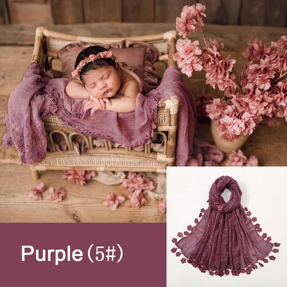 Newborn Photography Soft Cotton Lace Blanket