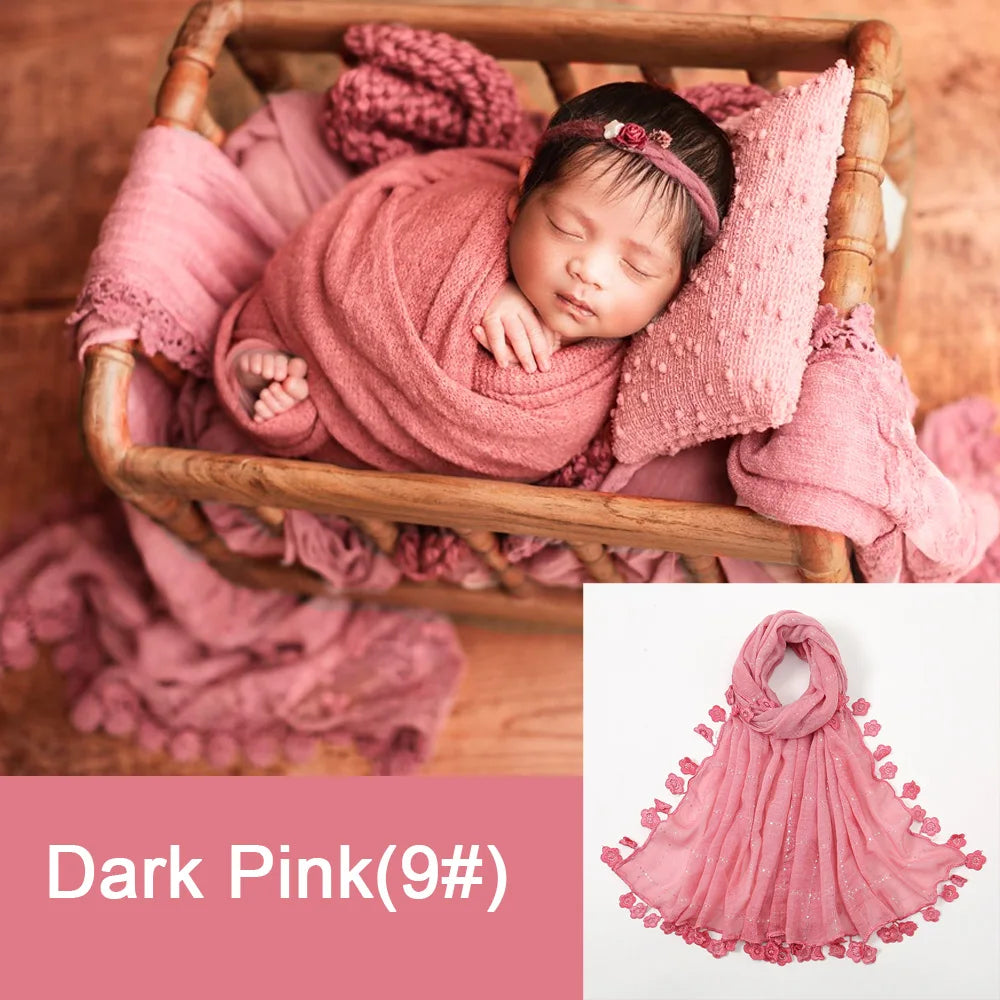 Newborn Photography Soft Cotton Lace Blanket