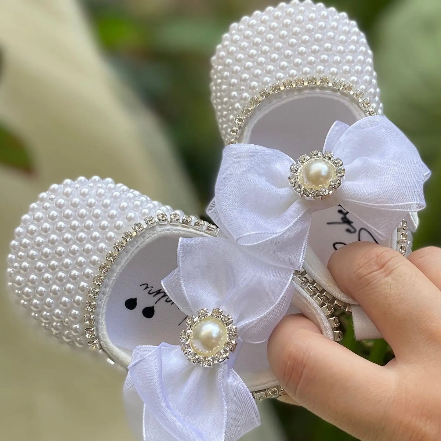 Handmade Pearls Baby Shoes
