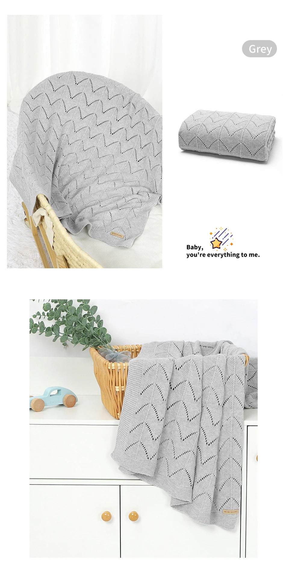 Biki Cotton Knitted Swaddle Wrap Blanket