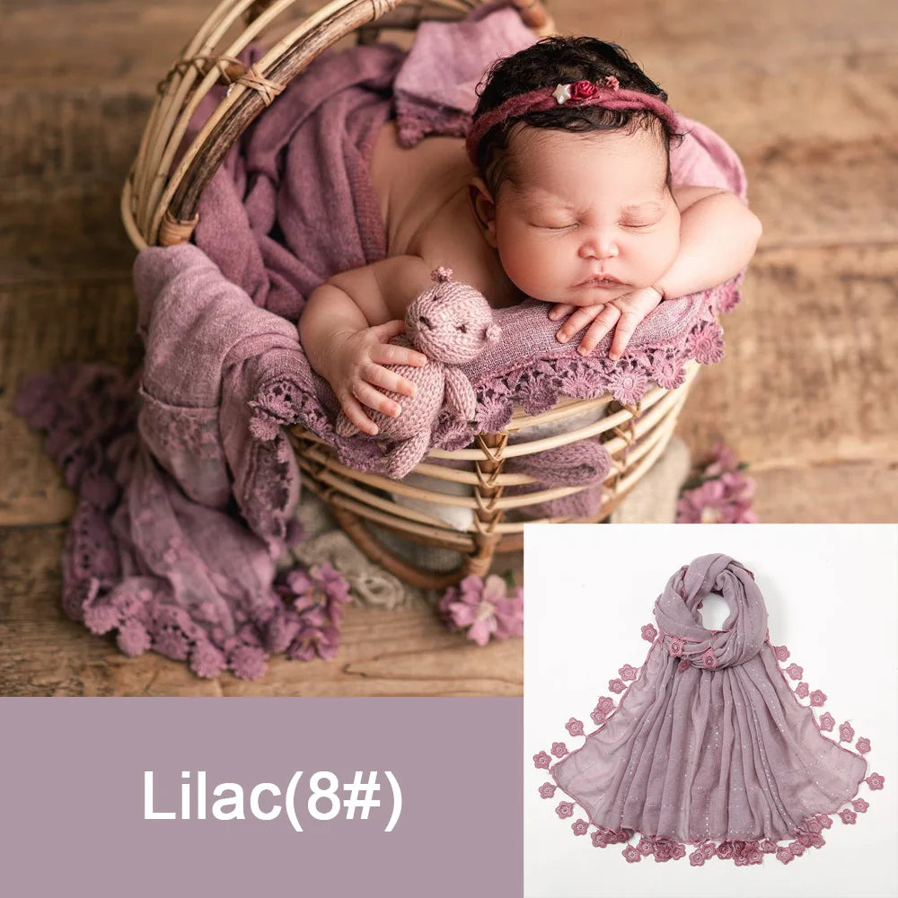 Newborn Photography Soft Cotton Lace Blanket