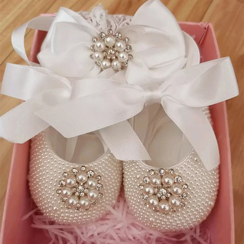 Handmade Pearls Baby Shoes