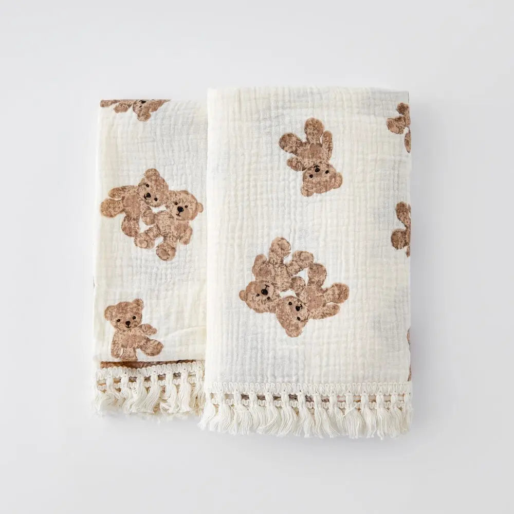 Fringe Double Layer Cotton Baby Blanket