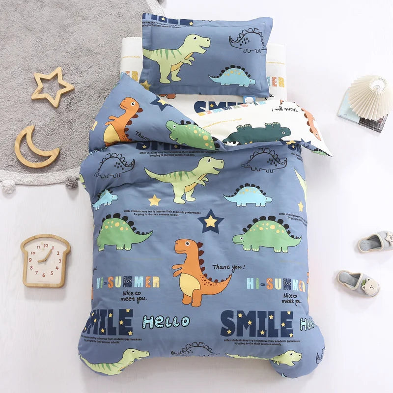 3Pcs Cartoon Cotton Crib Linen