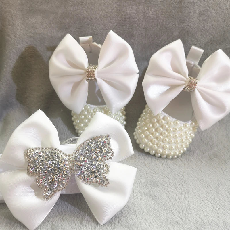 Handmade Pearls Baby Shoes