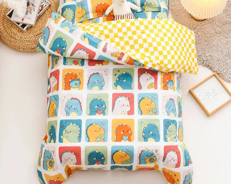 3Pcs Cartoon Cotton Crib Linen