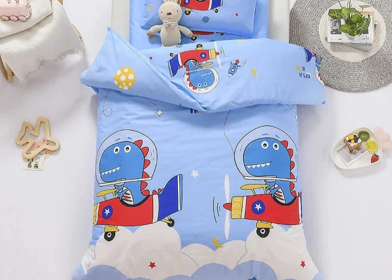 3Pcs Cartoon Cotton Crib Linen