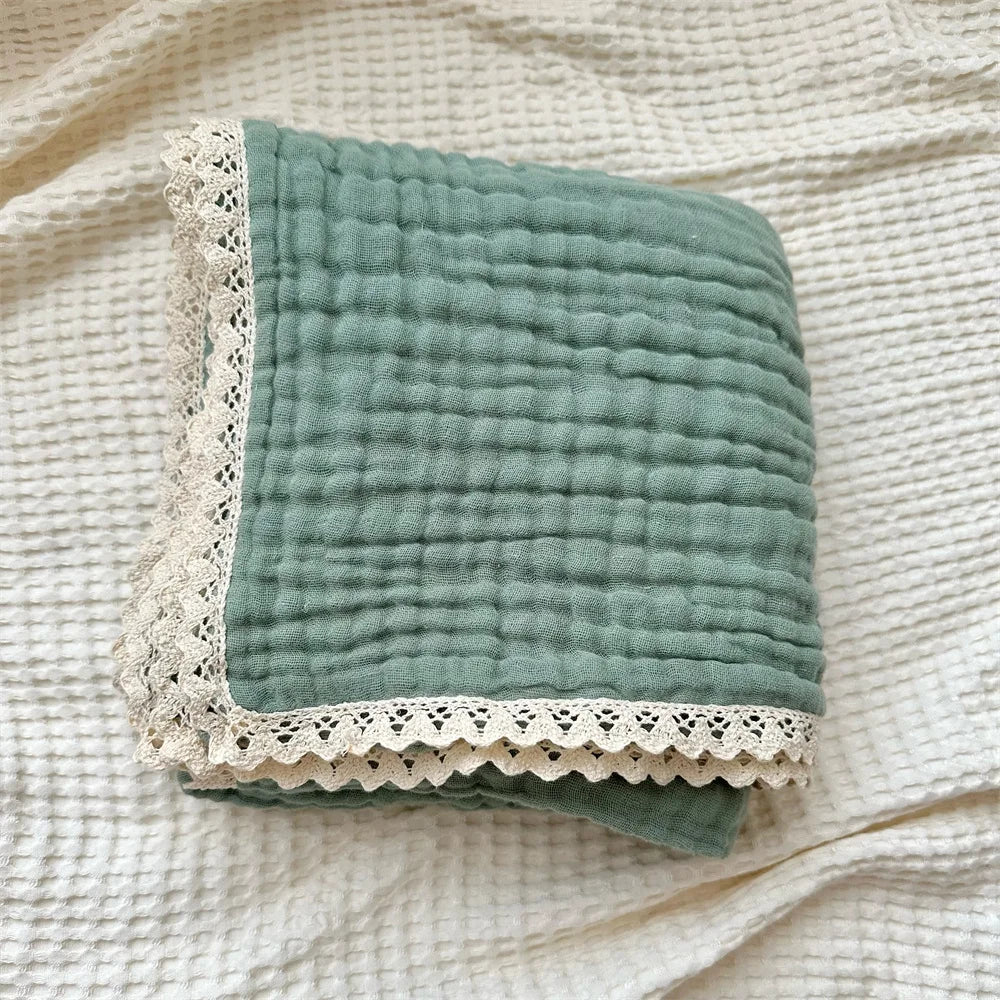 Organic Cotton 6 Layers Muslin Lace Baby Blanket