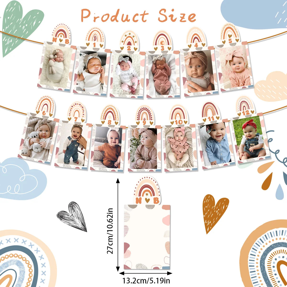 Boho Rainbow Monthly Photo Banner