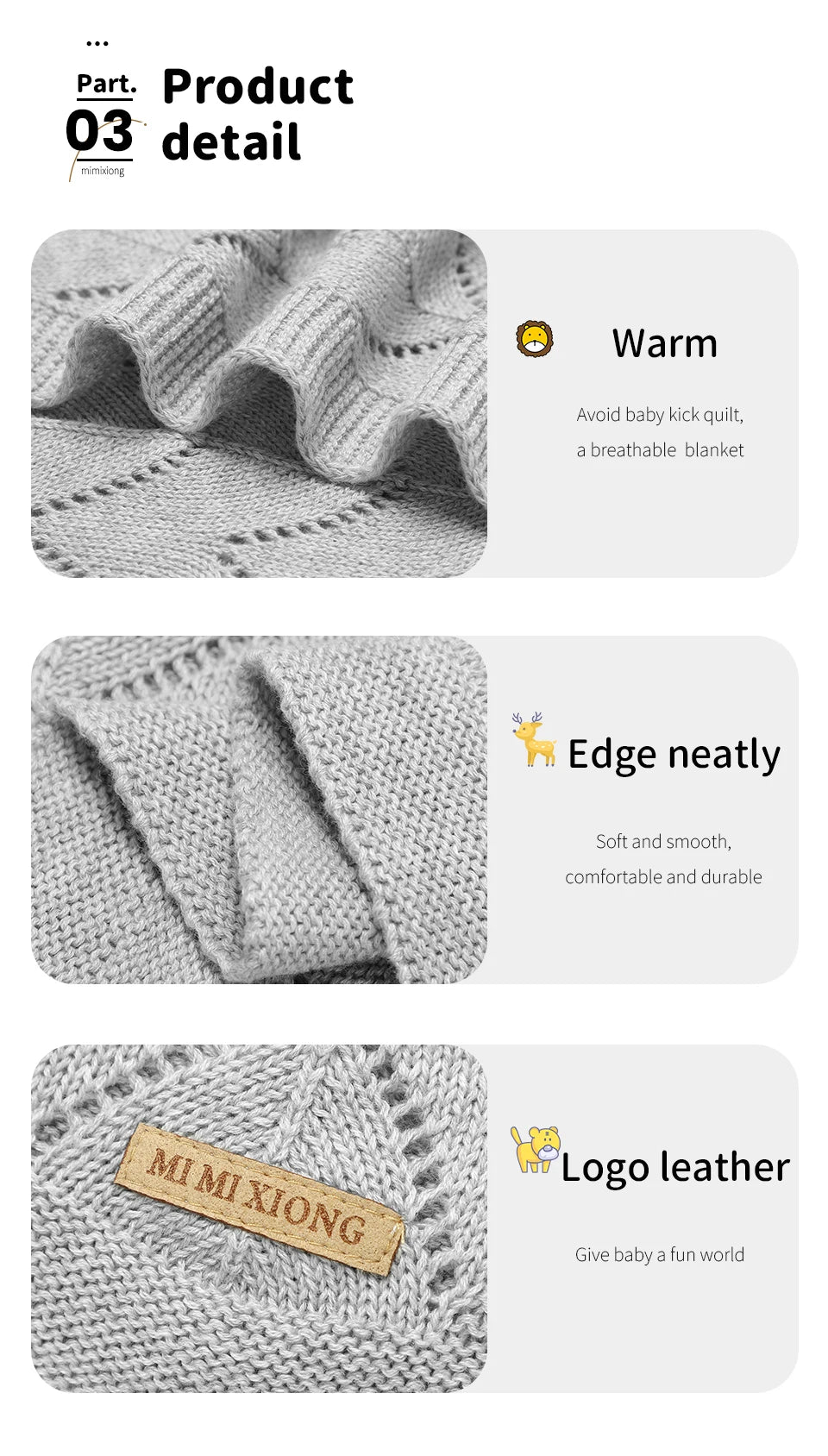 Biki Cotton Knitted Swaddle Wrap Blanket