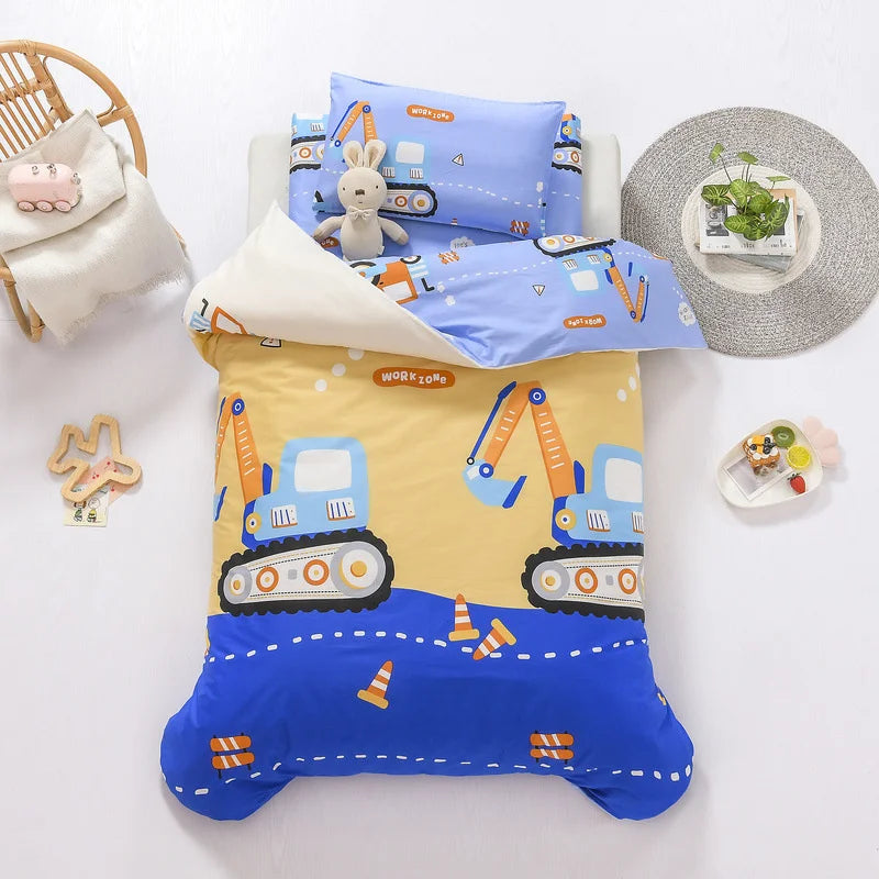 3Pcs Cartoon Cotton Crib Linen