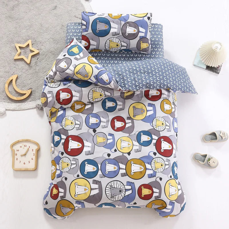 3Pcs Cartoon Cotton Crib Linen