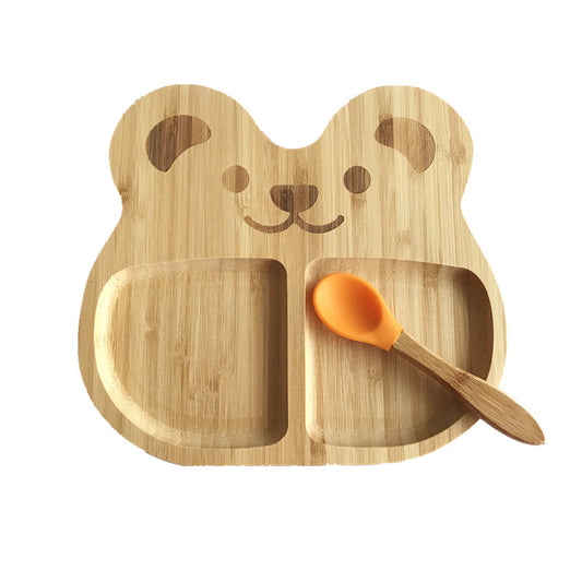 Baby Suction Bamboo Bowl with Silicone Spoon Set
