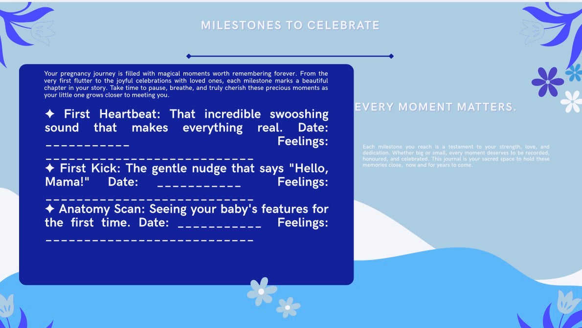 Momymuse Printable Pregnancy Gentle Journey Journal- blue