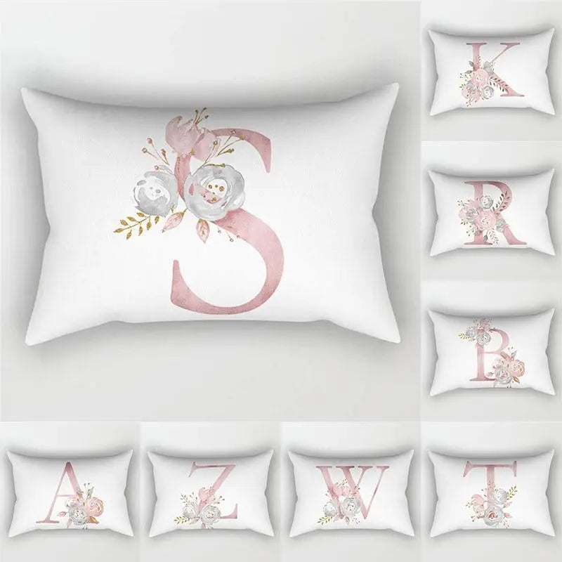 Pink Letter Initial Cushion Cover