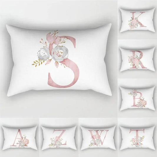 Pink Letter Initial Cushion Cover