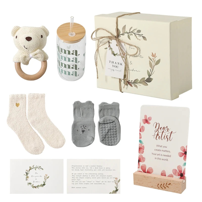 Wooden Rabbit Baby Gift Set