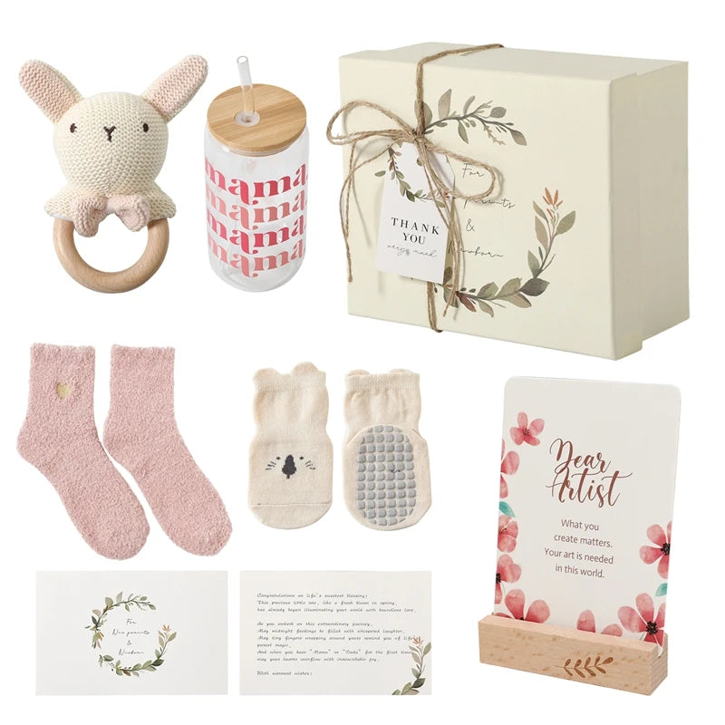 Wooden Rabbit Baby Gift Set