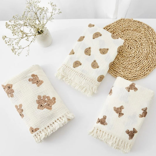 Fringe Double Layer Cotton Baby Blanket