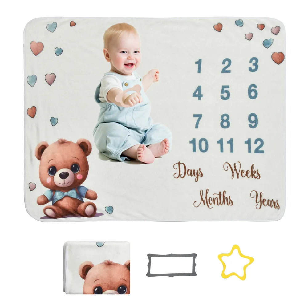 Baby milestone Flannel photography prop blanket