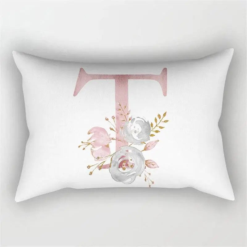 Pink Letter Initial Cushion Cover