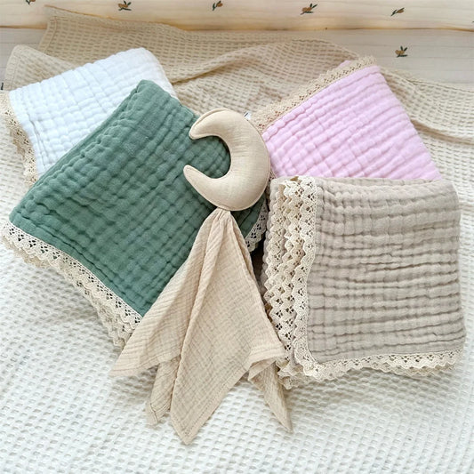 Organic Cotton 6 Layers Muslin Lace Baby Blanket